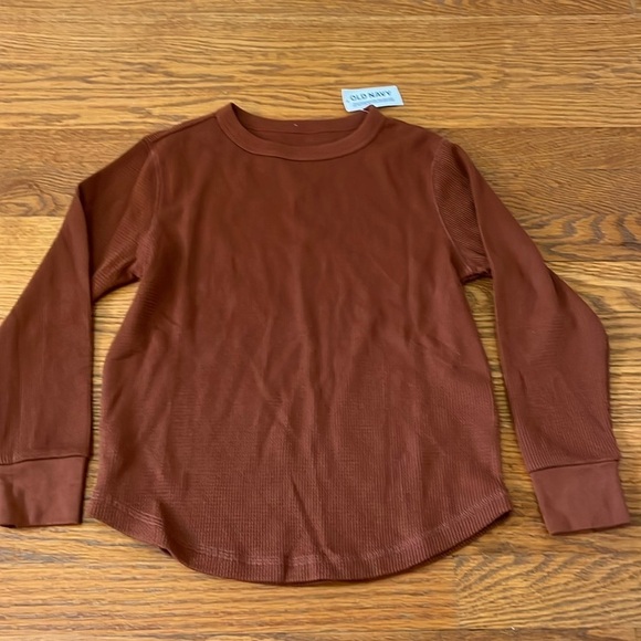 NWT Old Navy Kid’s Brown Waffle Long Sleeve Top Size 6/7 - Picture 1 of 4